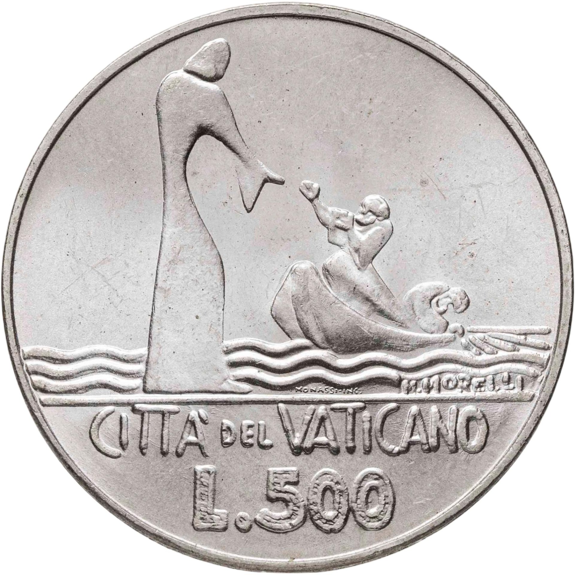 Ватикан 500 лир lire 1978, Серебро 835, в сохранности UNC