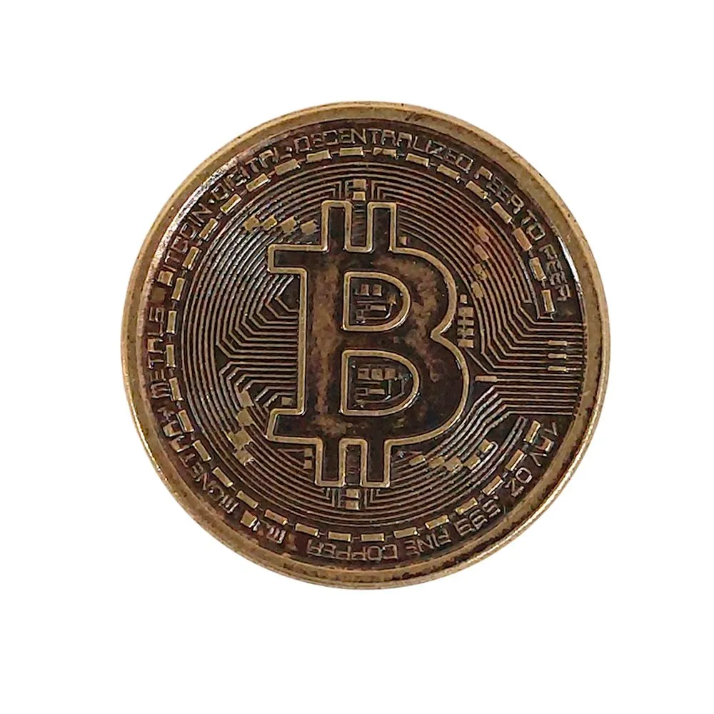 Монета из бронзы ручной работы "Биткойн"