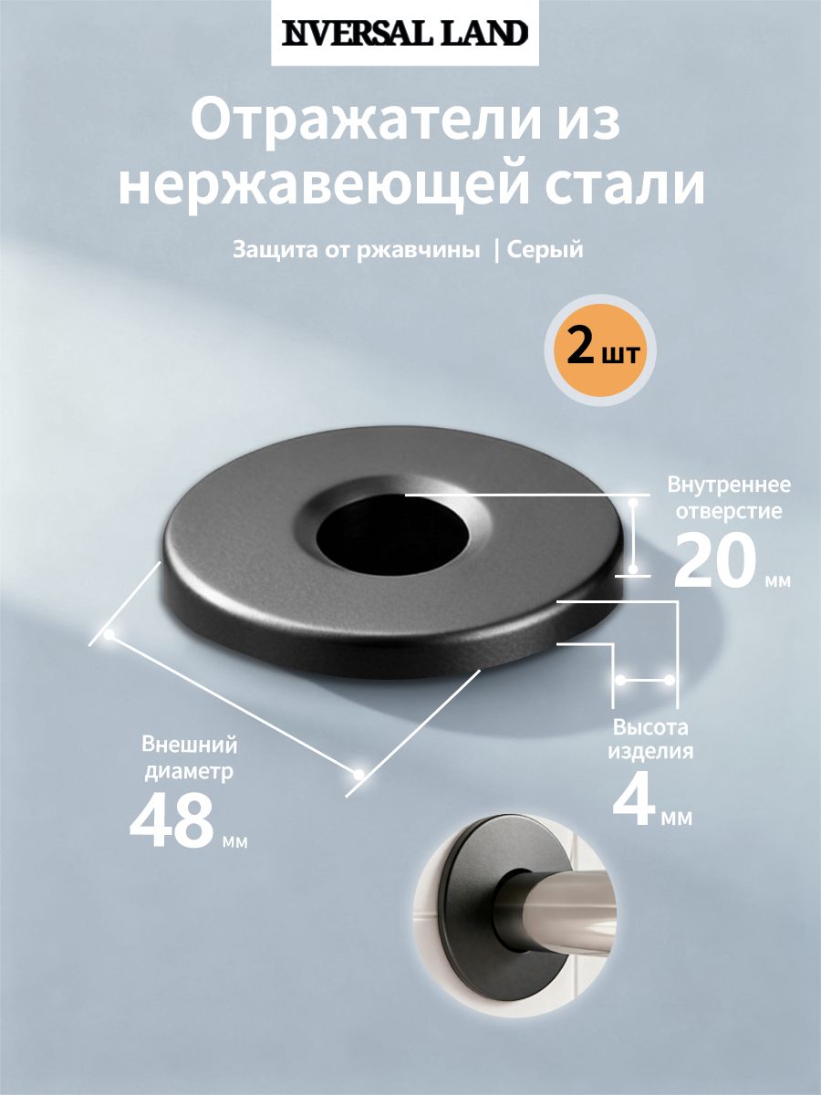 Отражатели сантехнические 2 шт. глубокие, 20мм, из нержавеющей стали, отражатель для смесителя круглый, UNIVERSAL LAND В