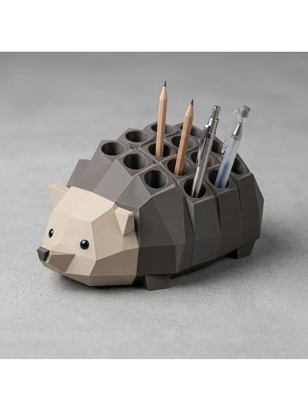 Органайзер для ручек в виде геометрического ежа Low Poly, подставка для карандашей и косметических кистей 3D-печать, настольный декор для дома и офиса