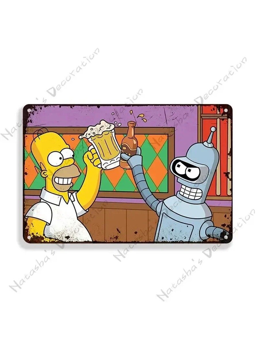 Декоративная металлическая табличка The Simpsons Duff Пиво 30x20см
