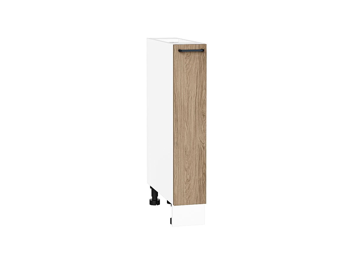 Шкаф нижний бутылочница Флэт, цвет фасада Natural Casella Oak 2S, цвет каркаса Белый, 816*150*478 (В*Ш*Г) мм