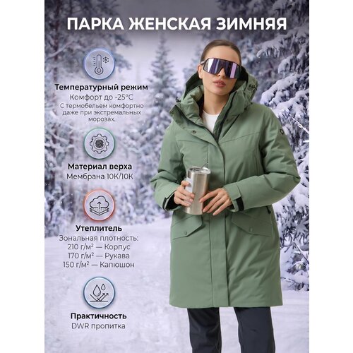 фото Парка forcelab базовая коллекция, размер 3xl, зеленый,