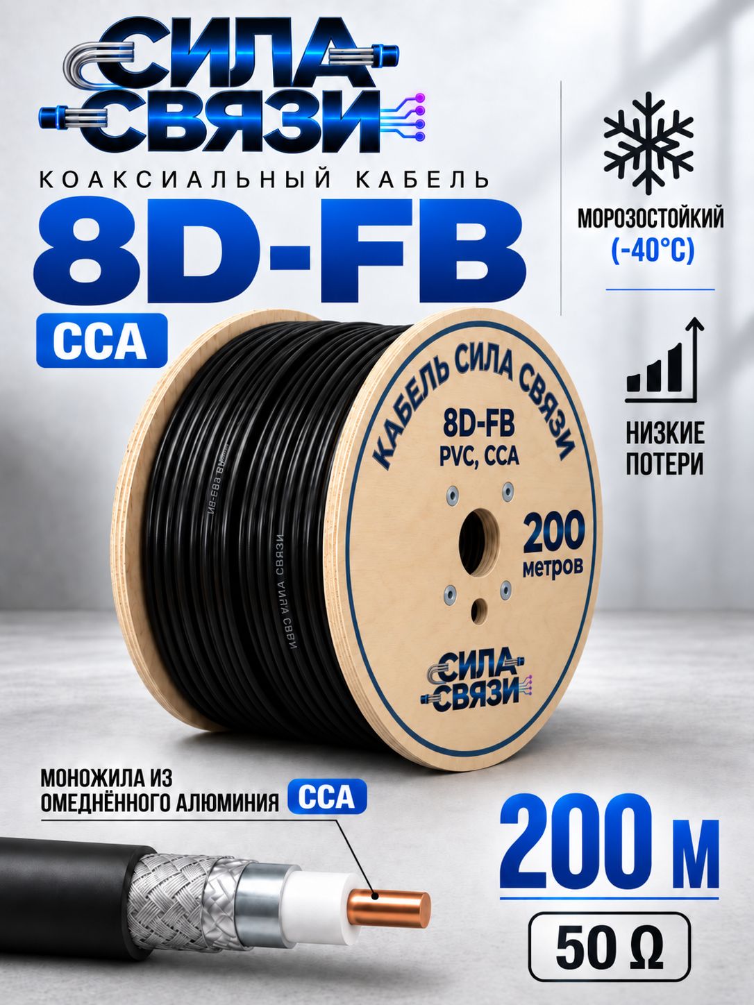 Кабель сила связи 8D-FB, 200 метров