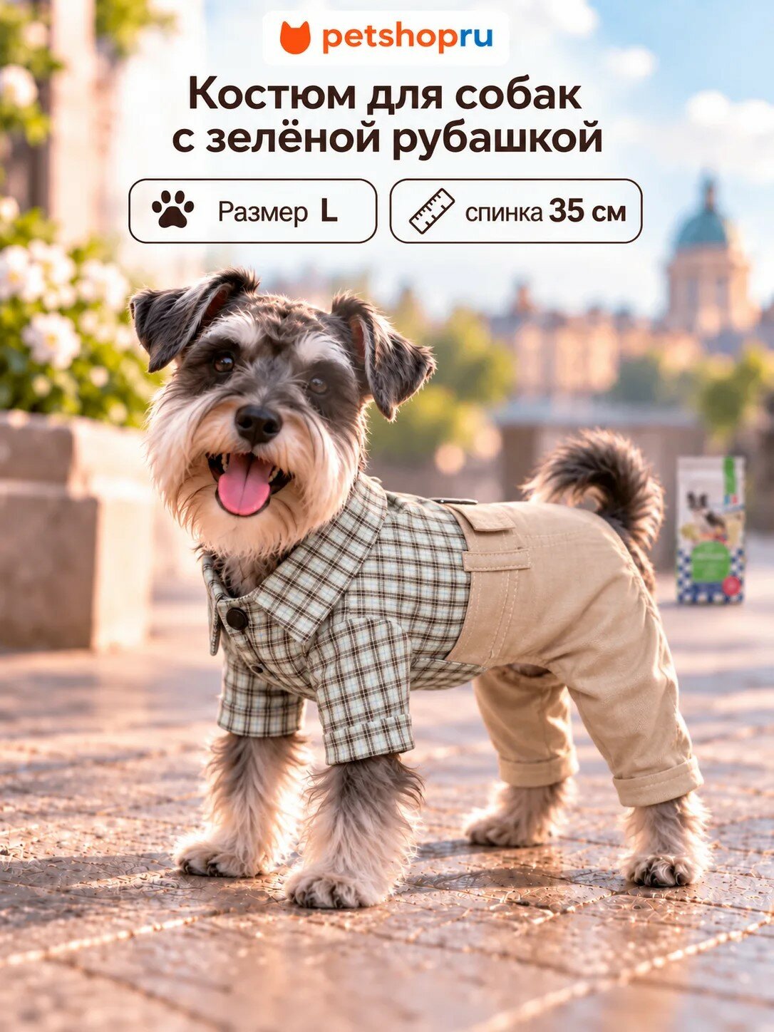 Костюм для собак с зелёной рубашкой