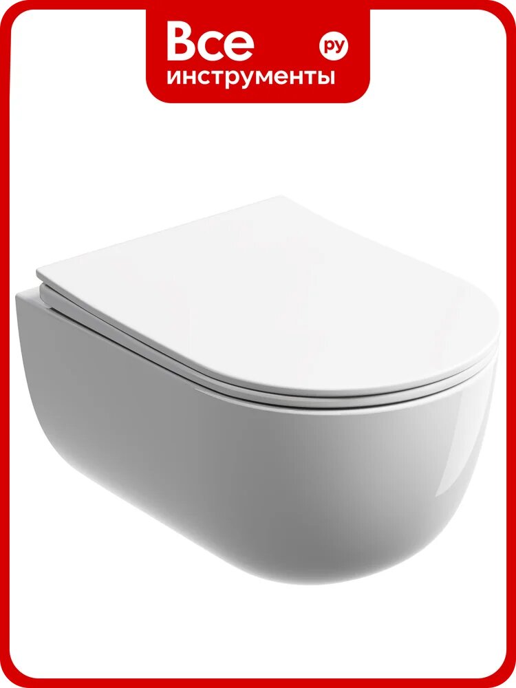 Подвесной унитаз Ceramicanova Modena Rimless, глубокий смыв, с крепежом для полностью скрытого монтажа, ультратонким сидением и крышкой с функцией плавного закрытия CN6063