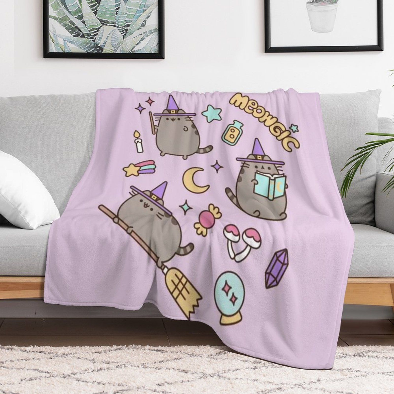 Pusheen Плед 150x200 см велсофт плюшевый, фактурный кот, котёнок разноцветный