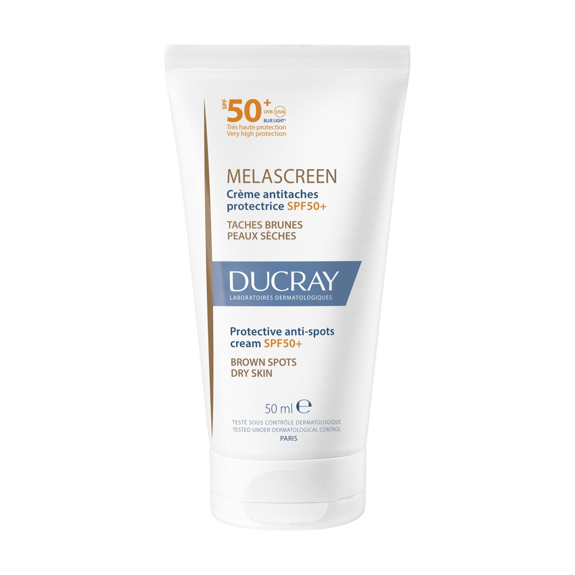 Ducray Melascreen Protective Anti-Spots крем против пигментных пятен SPF50+ для сухой кожи, 50 мл