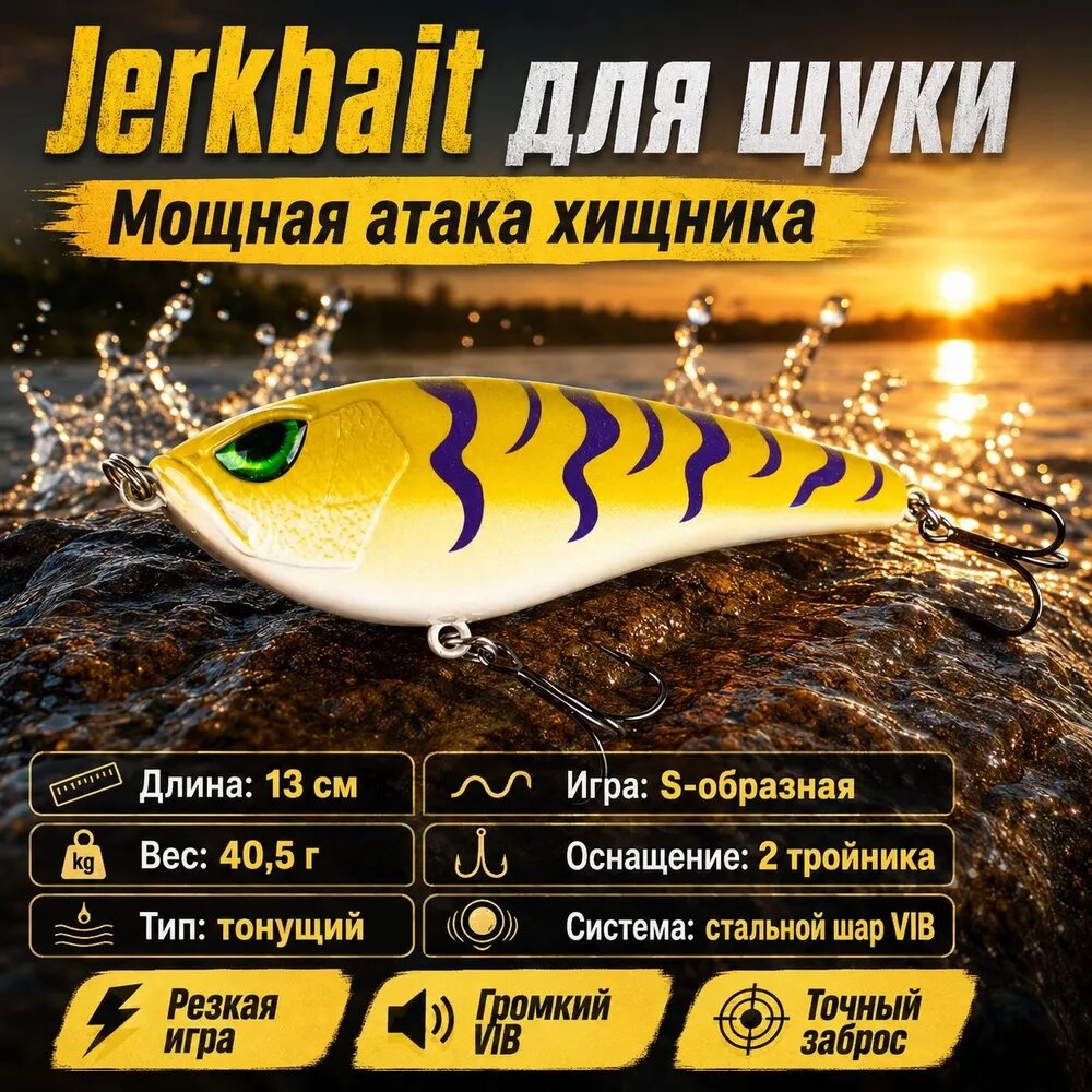 13 см 40,5 г большая собака jerkbait биомимимическая приманка со звуковыми бисерами
