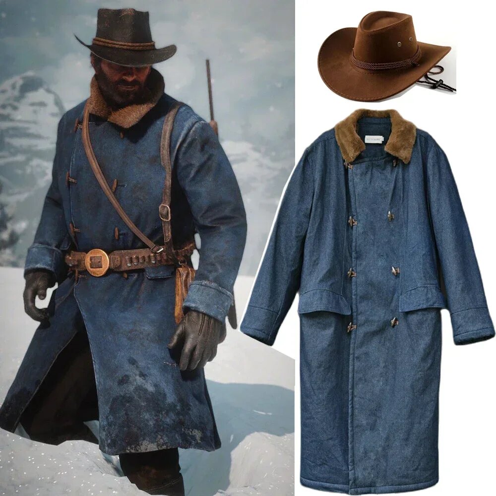 Костюм Артура Моргана из RDR2 Темно-синий, L, Coat add Hat