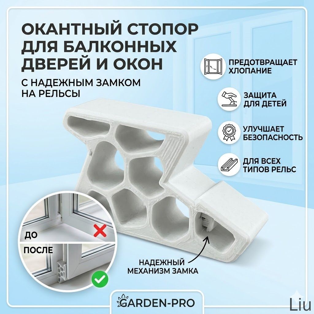 Ограничитель открывания окна и балконной двери со стопором, белый, 4 шт.
