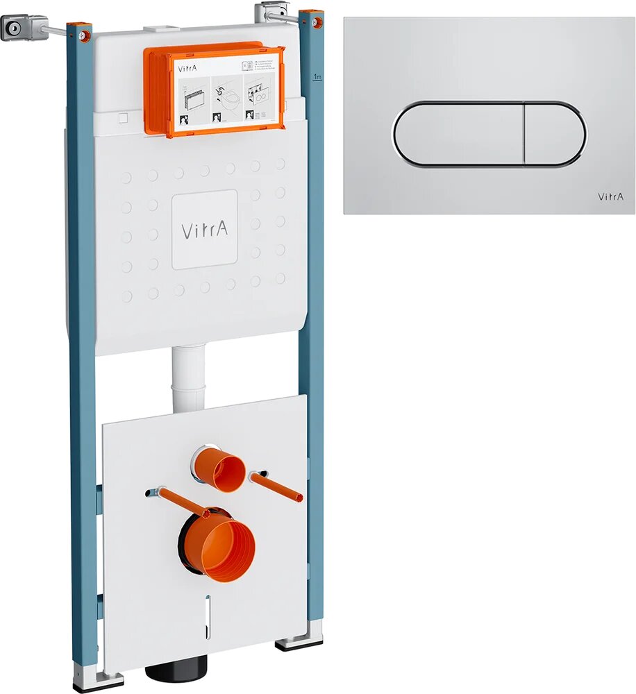 Комплект Инсталляция VitrA Ви-Фикс Кор (V-Fix Core) 732-5800-01PV / Кнопка Рут Раунд (Root Round) 740-2280 цвет хром