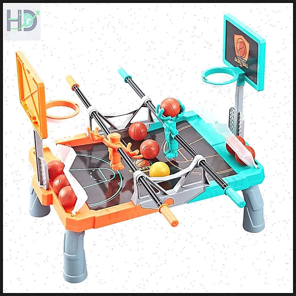 Настольная аркадная баскетбольная игра для двух игроков с вращающейся ручкой и механизмом броска - батарейки не требуются, портативная игра для семейных вечеринок
