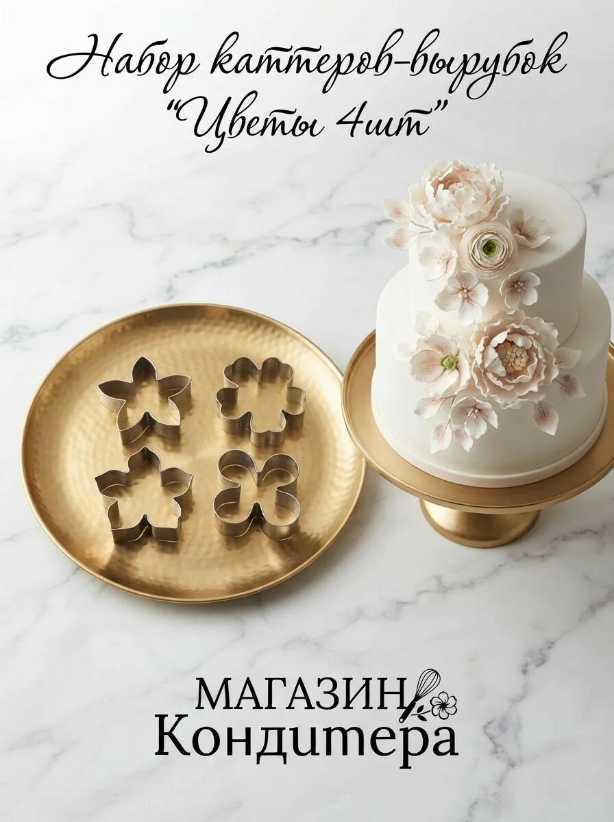 Резаки-каттеры " Цветы 4 варианта" для мастики и полимерной глины