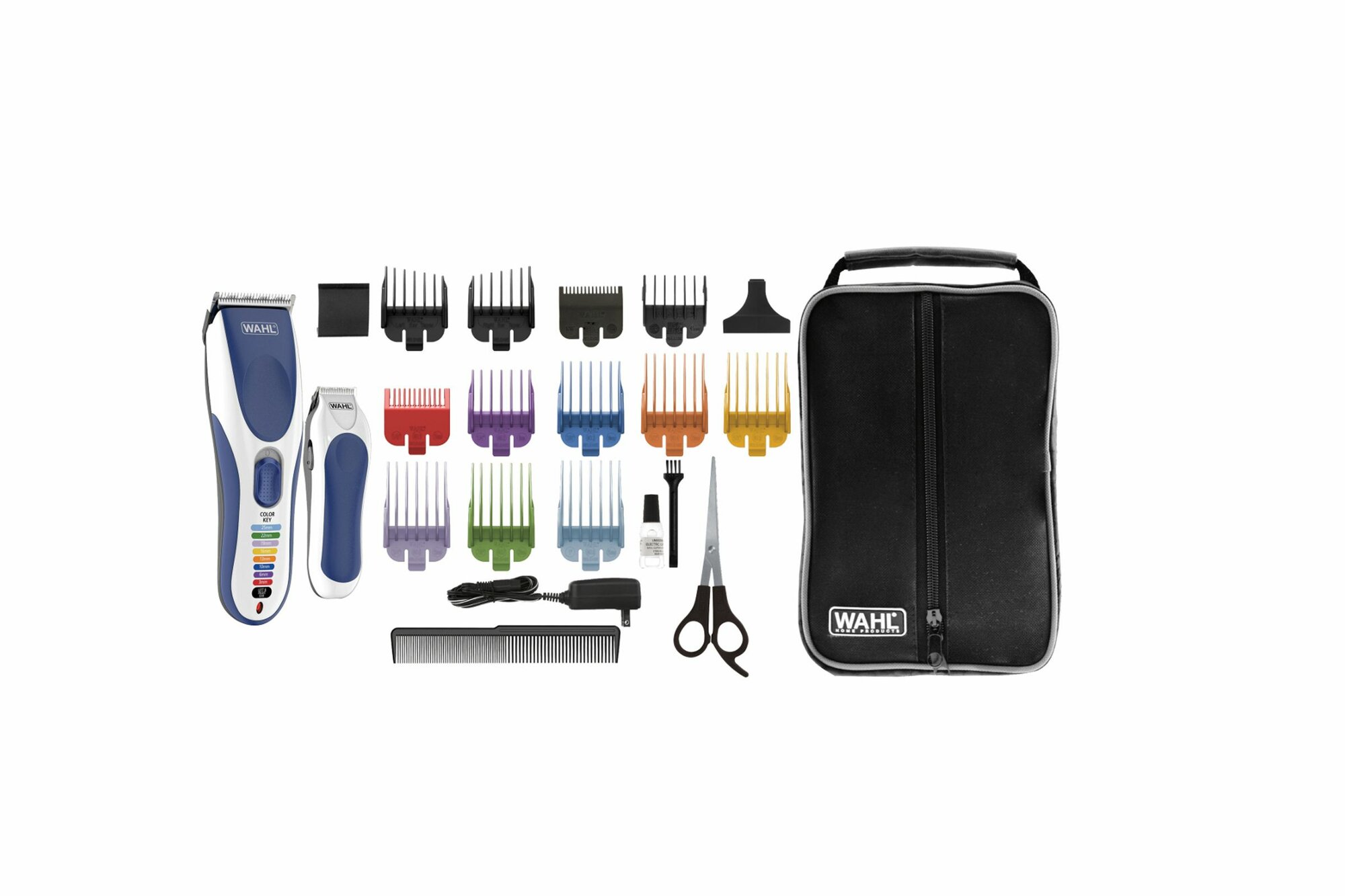 Машинка для стрижки Wahl Color Pro Cordless Combo 9649-916, аккумулятор+триммер, синий/белый