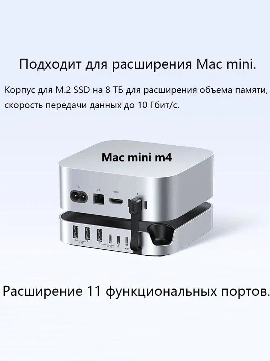 USB Док станция для Mac Mini M4 Stand & Hub классический вариант серии