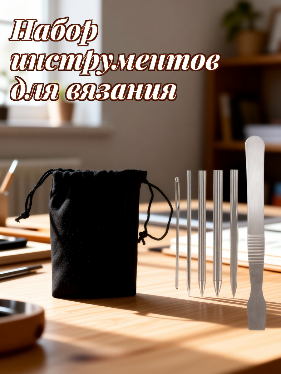 Набор Игл Для Вязания Браслетов Из Нейлона 6 Штук Из Нержавеющей Стали Серебристый Цвет 12X1 Cm
