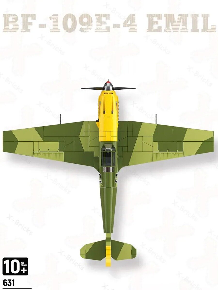 Конструктор Армейская серия BF-109E-4 EMIL, истребитель, 631 деталь