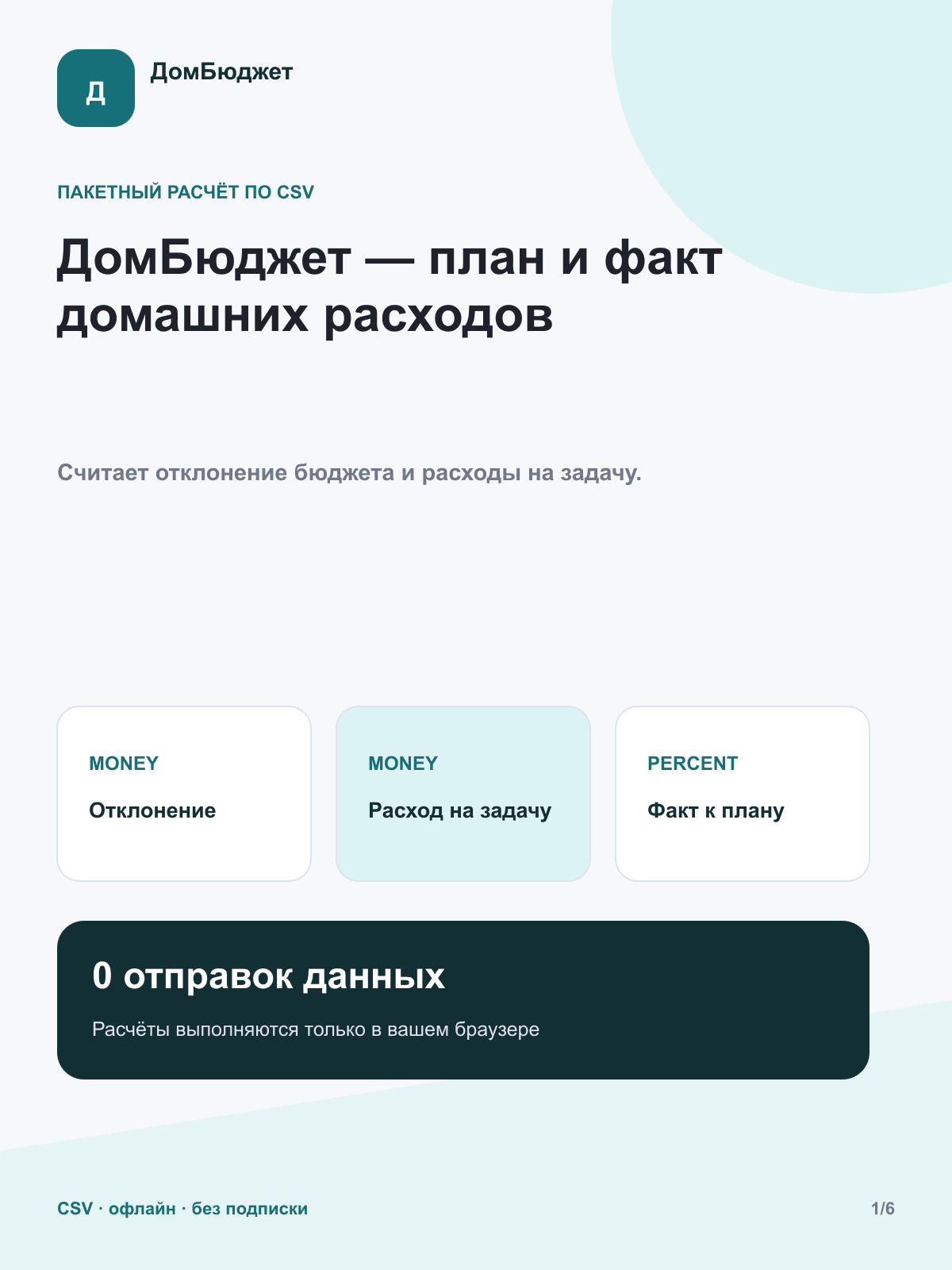 ДомБюджет — план и факт домашних расходов — программа для CSV