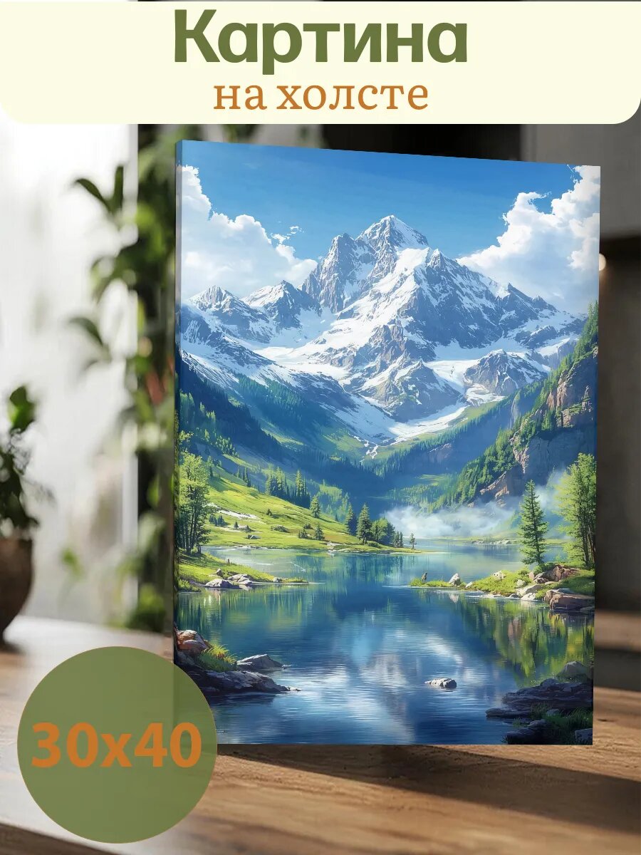 Картина 30х40 Природа Река Горы Эстетика Пейзаж Зелень
