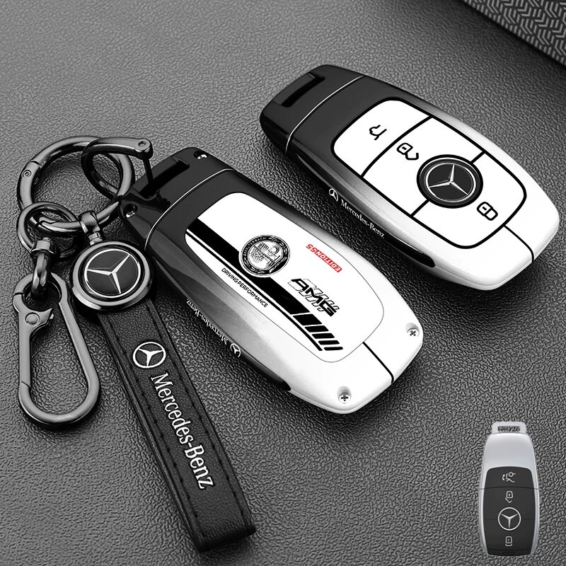 Ключевой брелок Mercedes AMG с лейнджером и логотипом, градиент черный и белый, подходит для моделей серии B