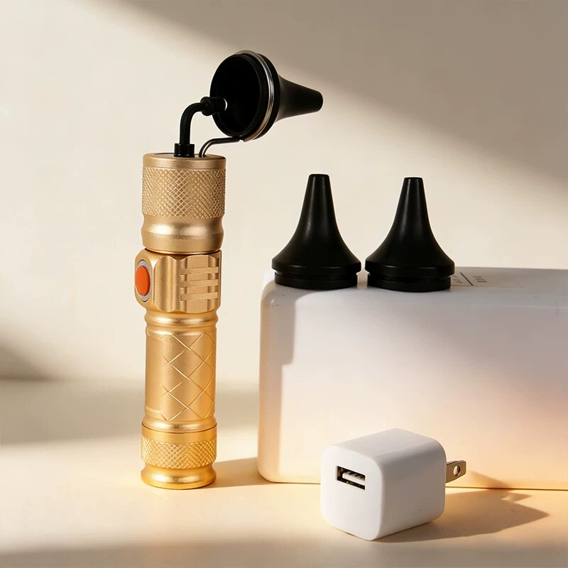 USB-зарядное устройство для очистки ушей с алюминиевой ручкой, 2 режима яркости, 40-часовая автономность, 2 ушных