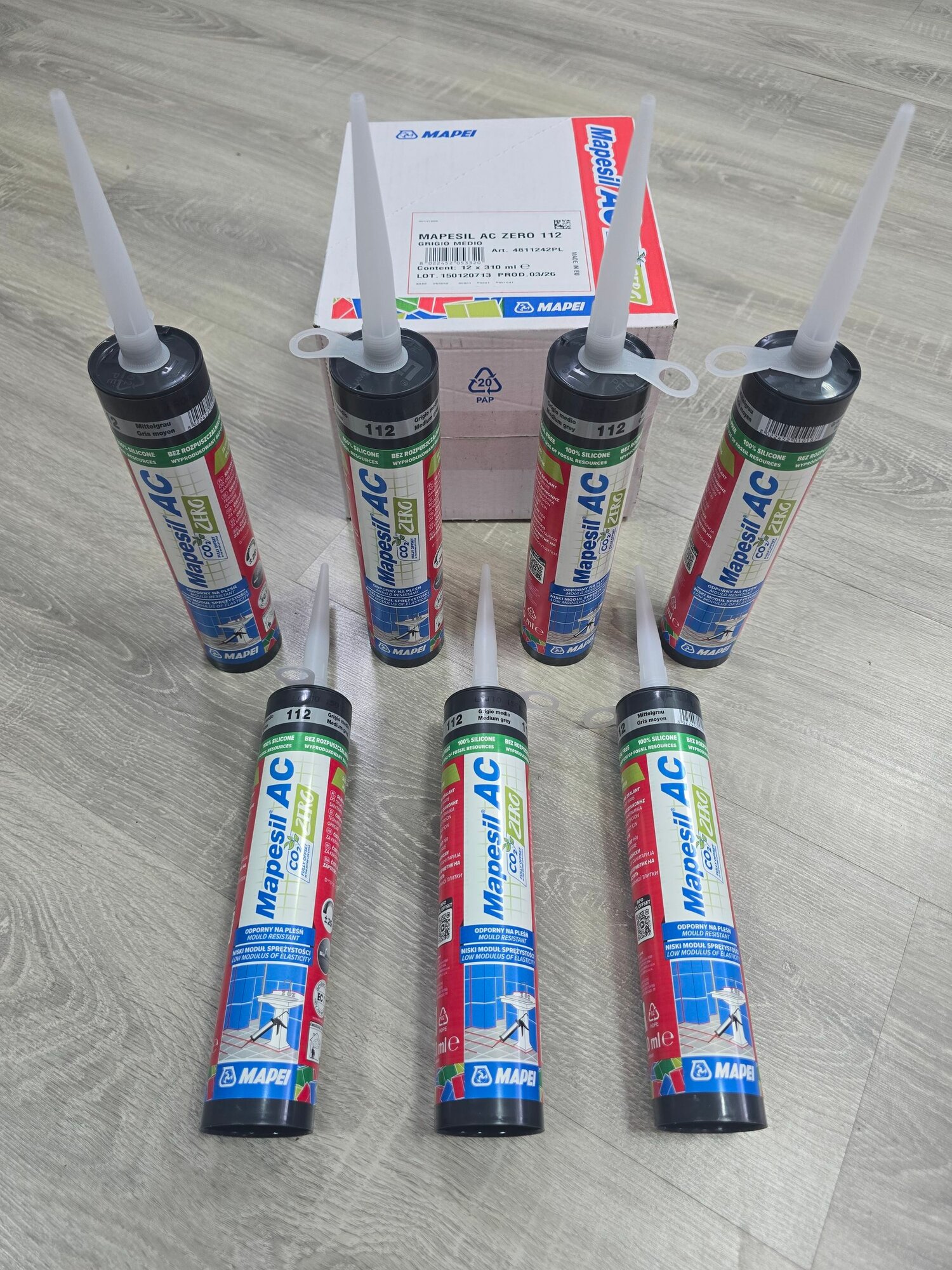 Герметик силиконовый Mapei Mapesil AC №112 серый, 310 мл / для ванной, для кухни