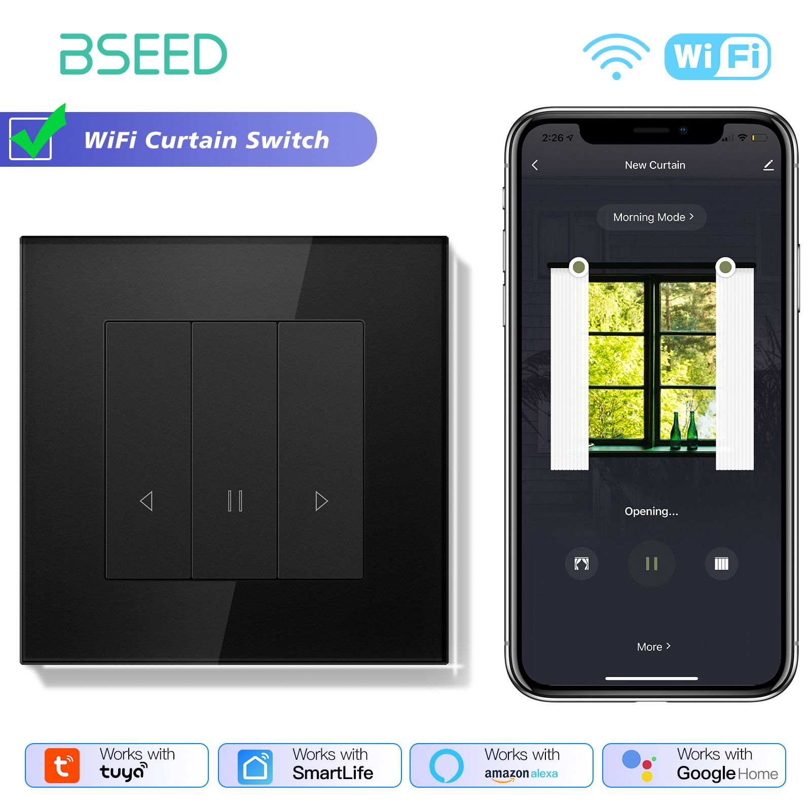 BSEED Включатель-выключател для жалюзи/электро-карнизов (механизм) WIFI, Серия E - CLICK