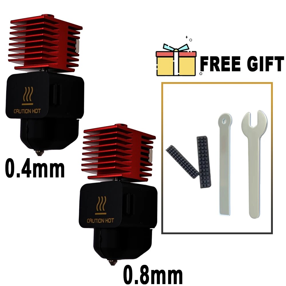 Комплект сопел из закаленной стали для хотэнда Bambu Lab A1 и A1 Mini 2.0 Черный, 2PCS, 0.4mm 0.8mm