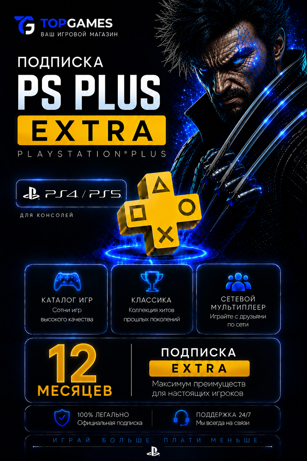 Подписка PS Plus Extra на 12 месяцев 500+ игр! Без ВПН! Онлайн! Россия PS5 PS4 новый аккаунт