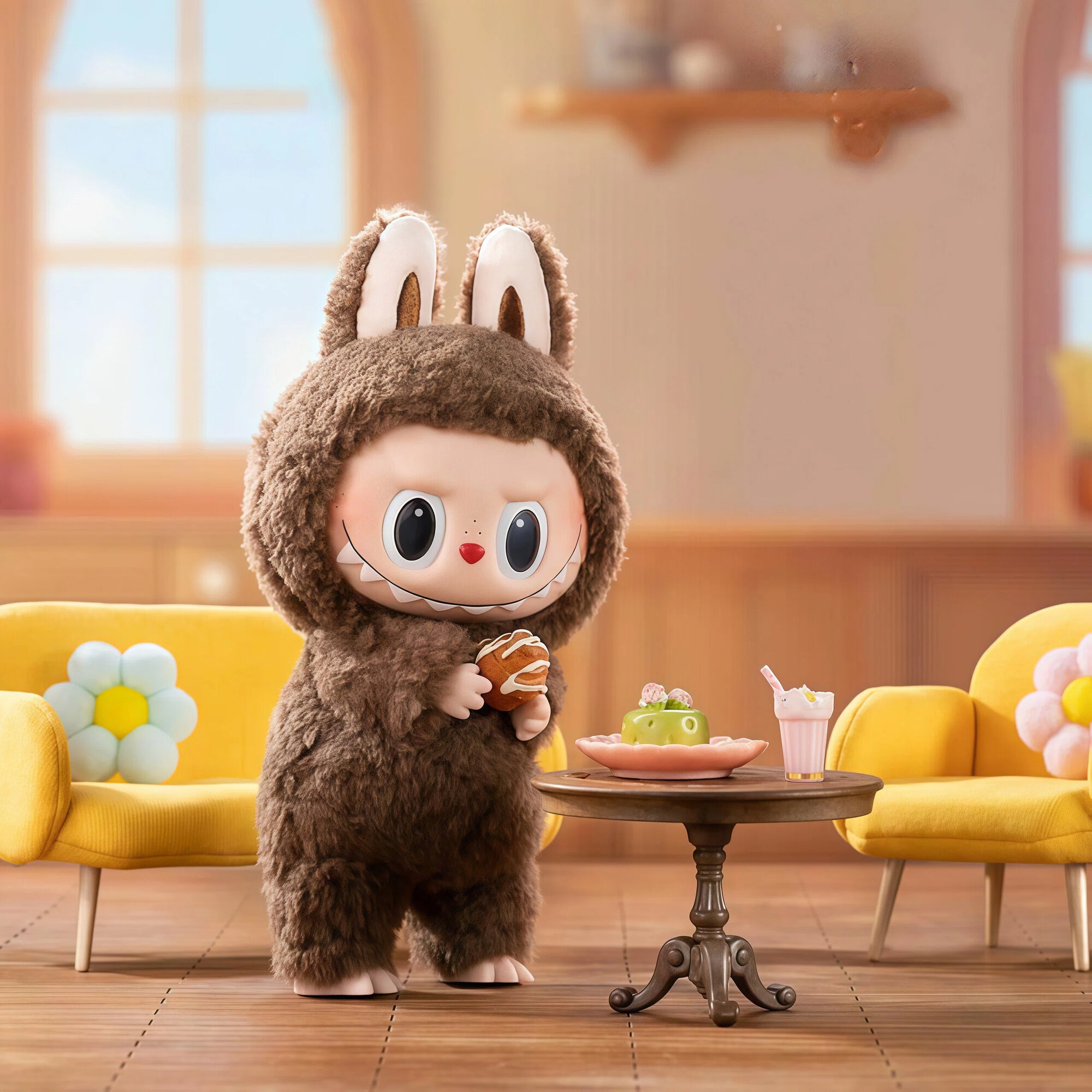 Мягкая игрушка LABUBU "Макарон", интерактивная, коллекционная, от 10 лет
