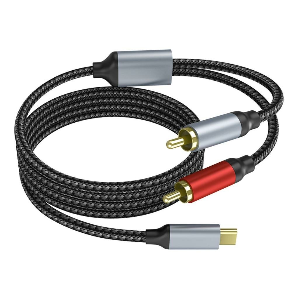 Плетеный кабель Type C на 2 RCA, 1.5 м