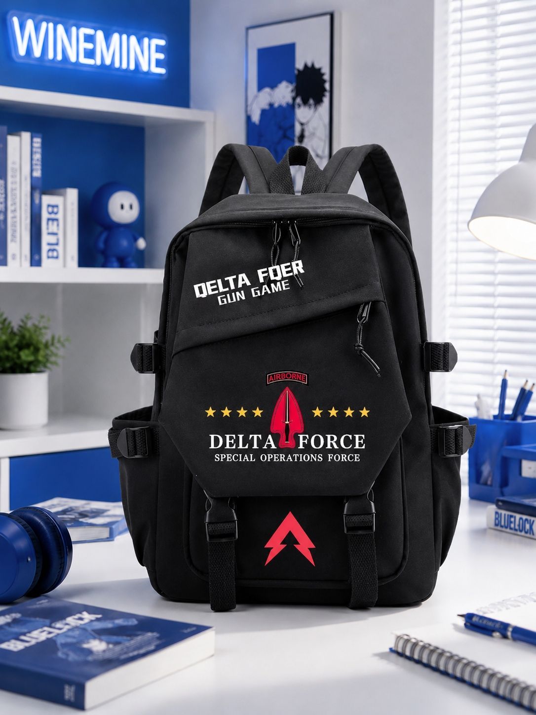 Подростковый рюкзак Delta Force с игровым принтом, черный, вместительный, для школы, учебы и повседневного использования
