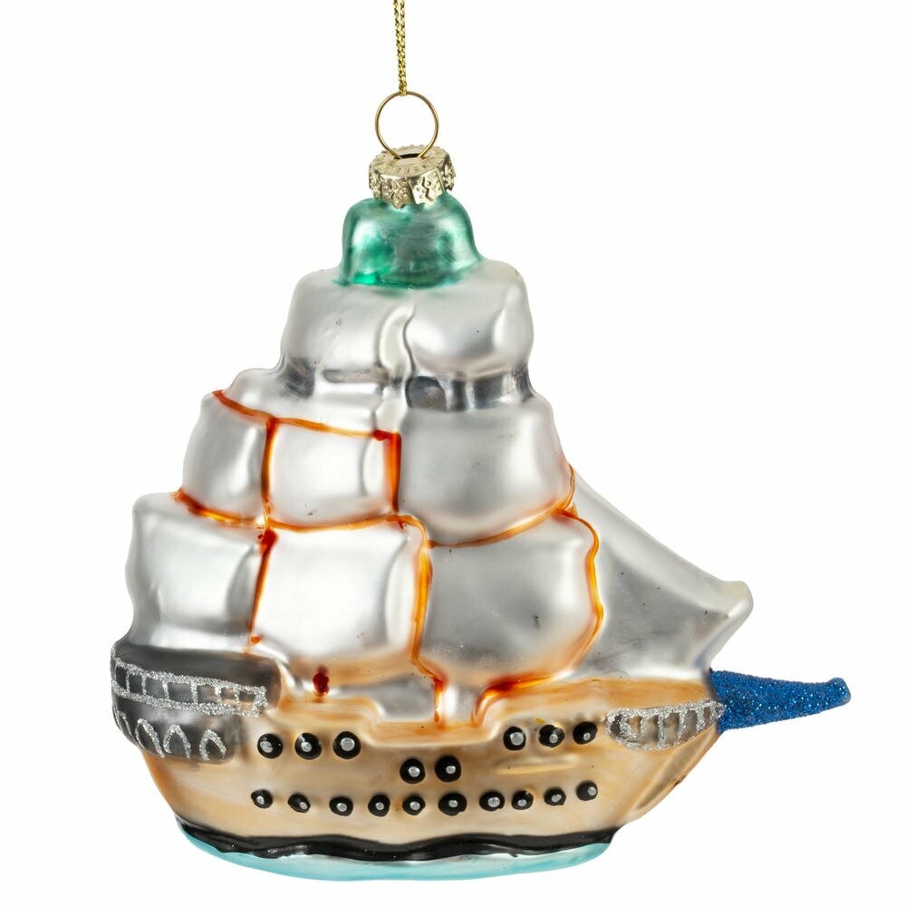 Елочная игрушка Корабль, 13х4,5х13 см KSM-855055