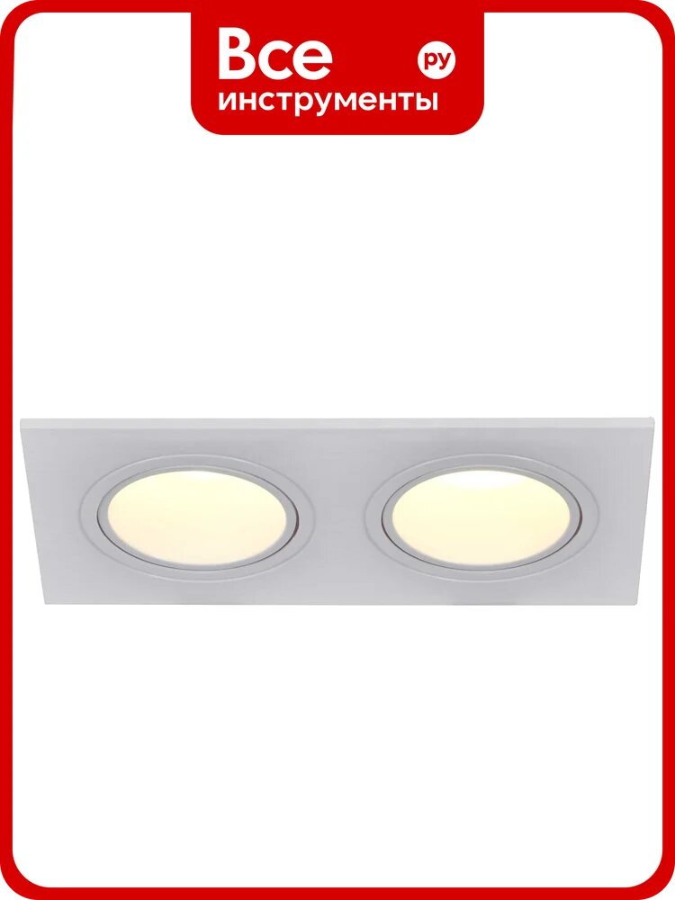 Встраиваемый светильник IEK Lighting 4102 под лампу 2хmr16 квадрат пластиковый белый LT-UVB0-4102-GU05-2-K01