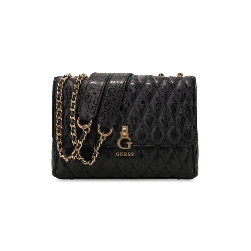 Сумка кросс-боди GUESS, фактура зернистая, стеганая, черный