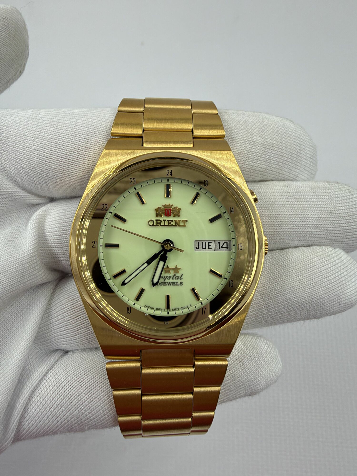 Часы ORIENT Crystal, Позолота 21, камень Водонепроницаемые, Автоподзавод, Япония Новые! Редкость!