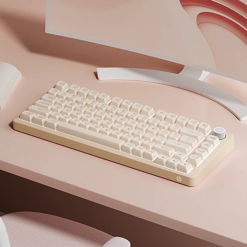Механическая игровая клавиатура с осью Sky Blue - цвет Light Milk Tea, беспроводная 3-режимная версия