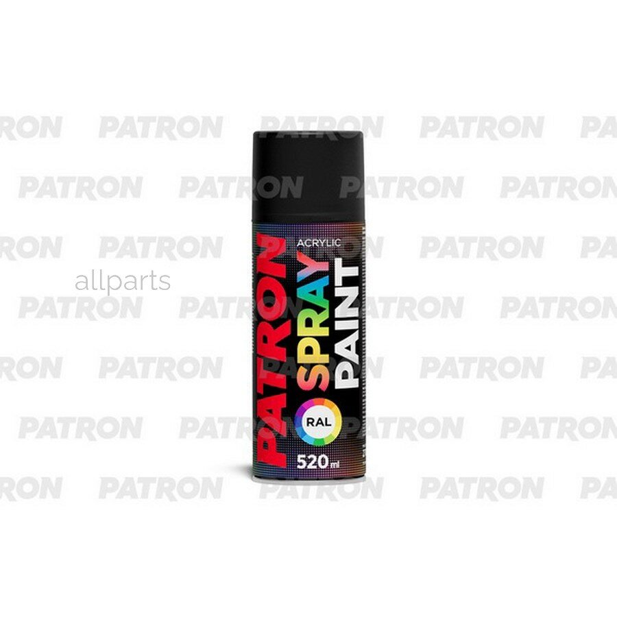 PATRON PAC132 Краска акриловая 520 мл- быстросохнущая универсальная RAL 9005 черный янтарь матовая аэрозоль