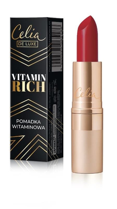 Губная помада Celia de Luxe Vitamin Rich, увлажняющая помада для губ, № 06 czerwony, 3,5 г