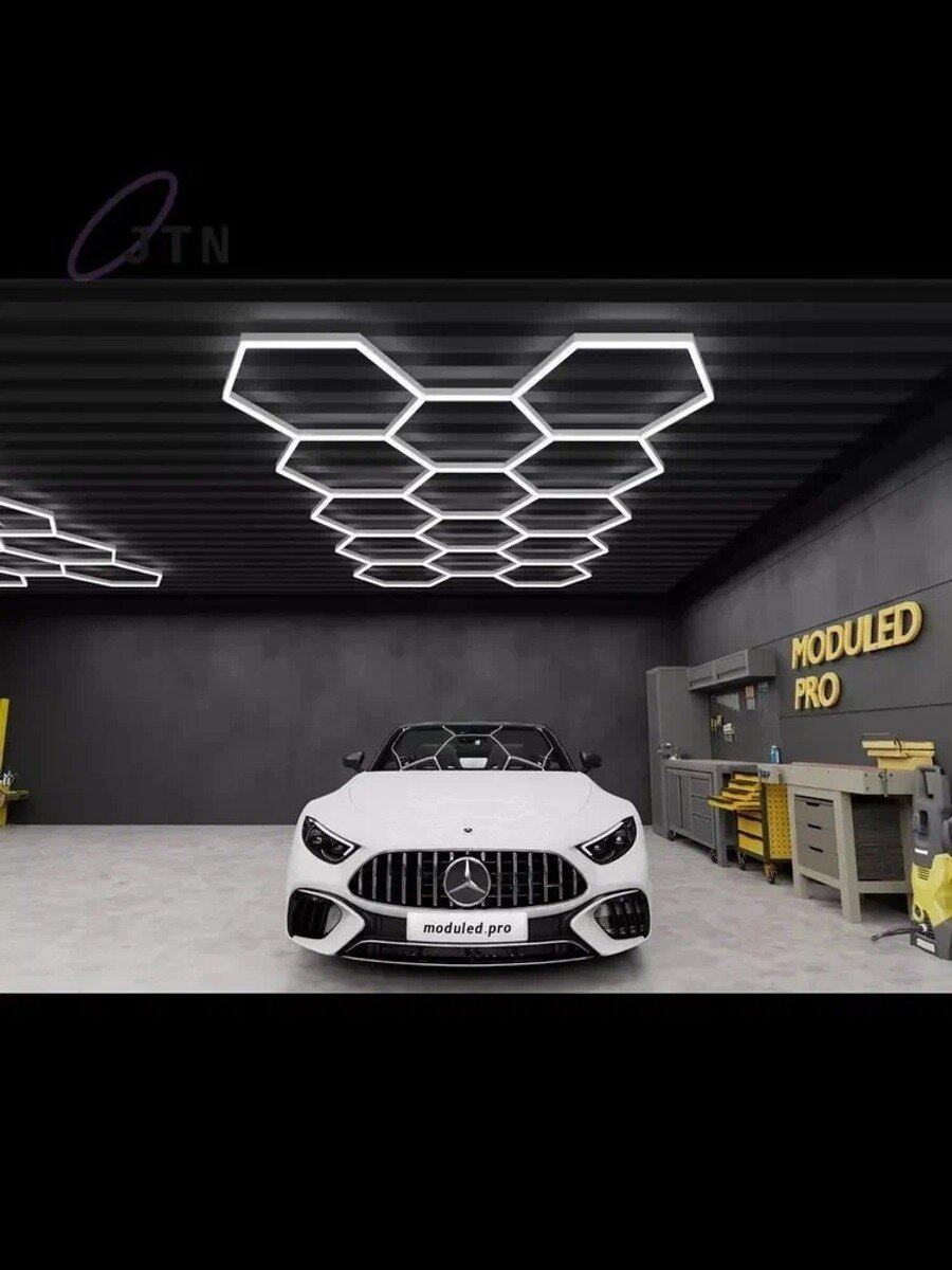 Светодиодное освещение для гаража/автосервиса LED Workshop, панель соты 6400К/456W размер 4050x2337mm