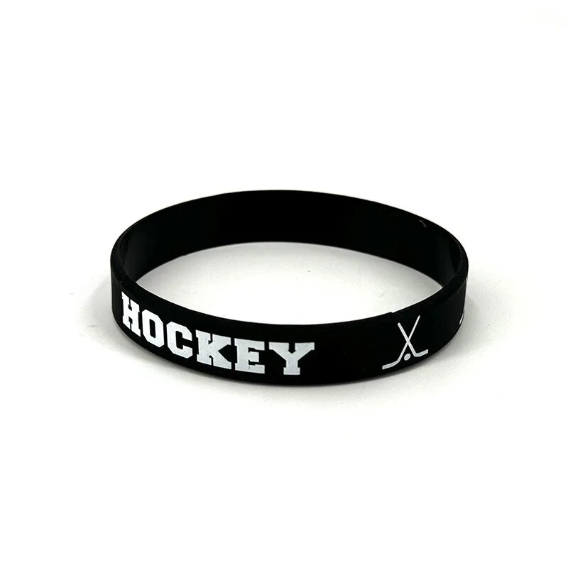 Черный силиконовый браслет "Hockey" с логотипом