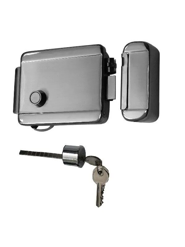 Замок электромеханический SMARTEC ST-RL073SI-NK накладной уличный для калитки, ворот или двери/3 ключа