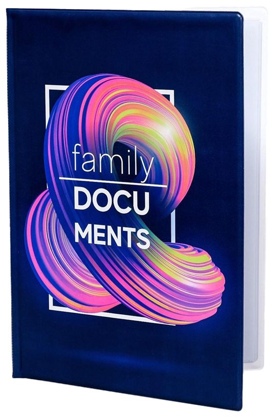 Папка "Docs" для семейных документов, пластиковая папка-органайзер с вкладышами для хранения бумаг формата А4, 8 файлов