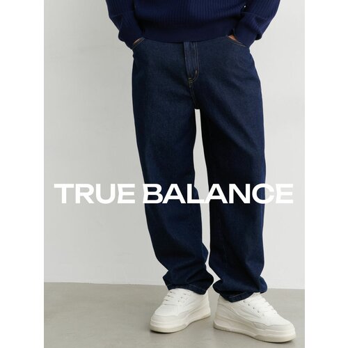 фото Джинсы широкие true balance, размер 54-56, темно-синий