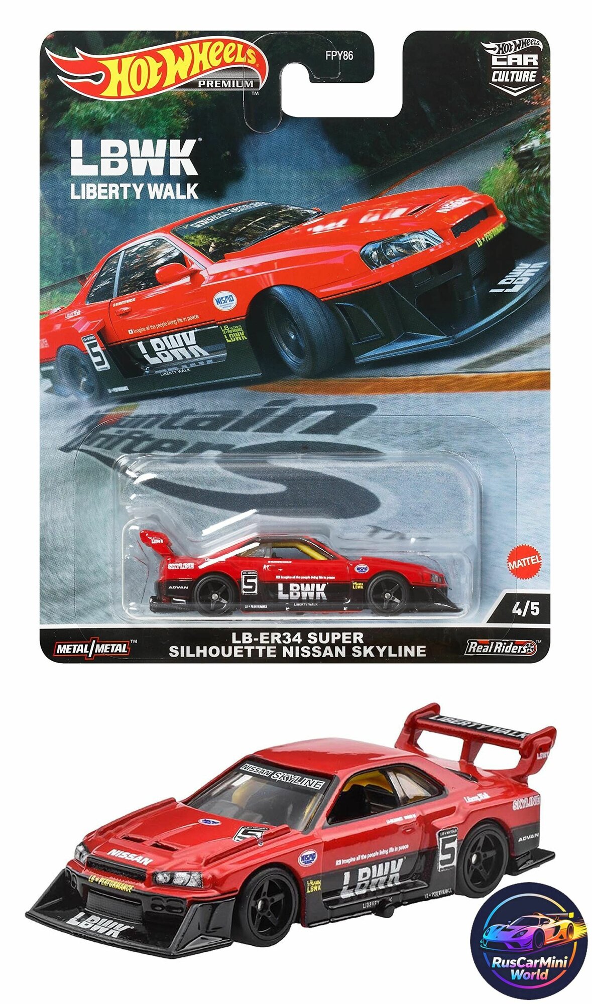 Машинка коллекционная Mattel HotWheels Premium Car Culture FPY86: Lb-er34 Super Silhouette Nissan Skyline