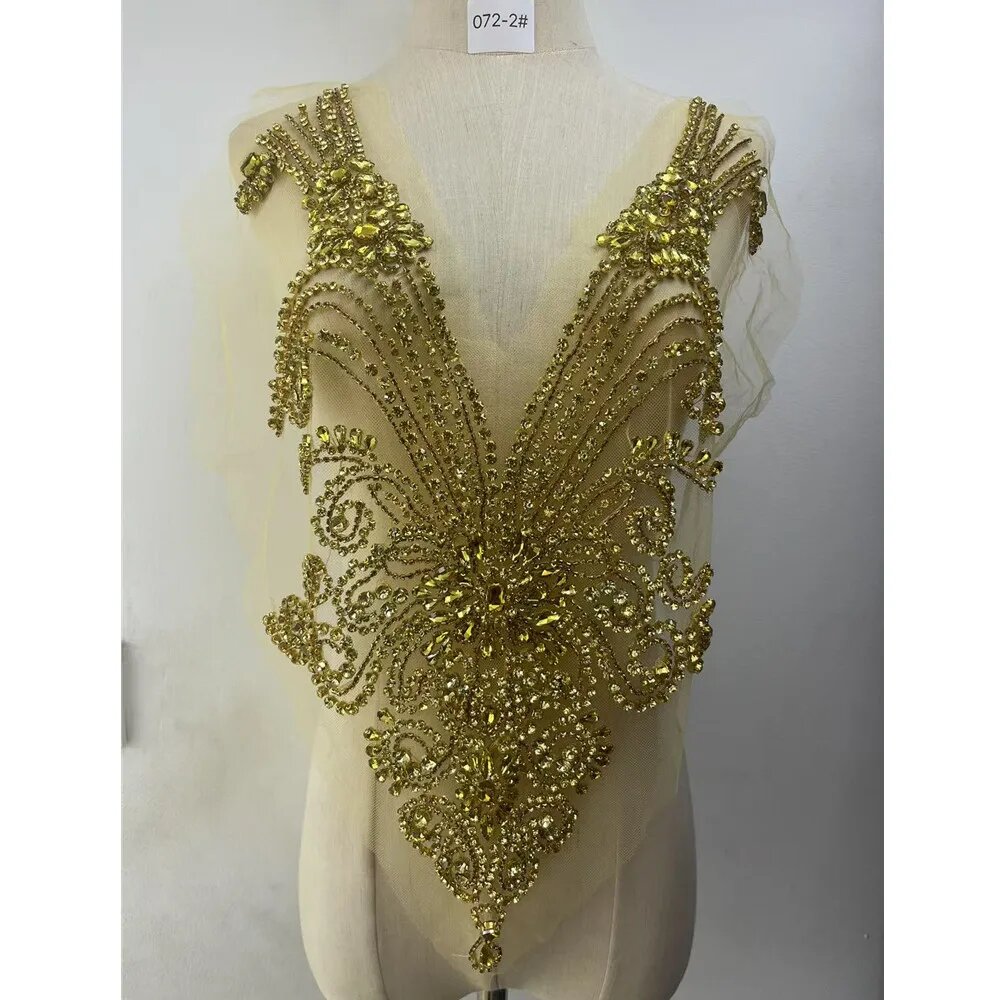 Стеклянная аппликация ywleiao для платья 50см gold yellow