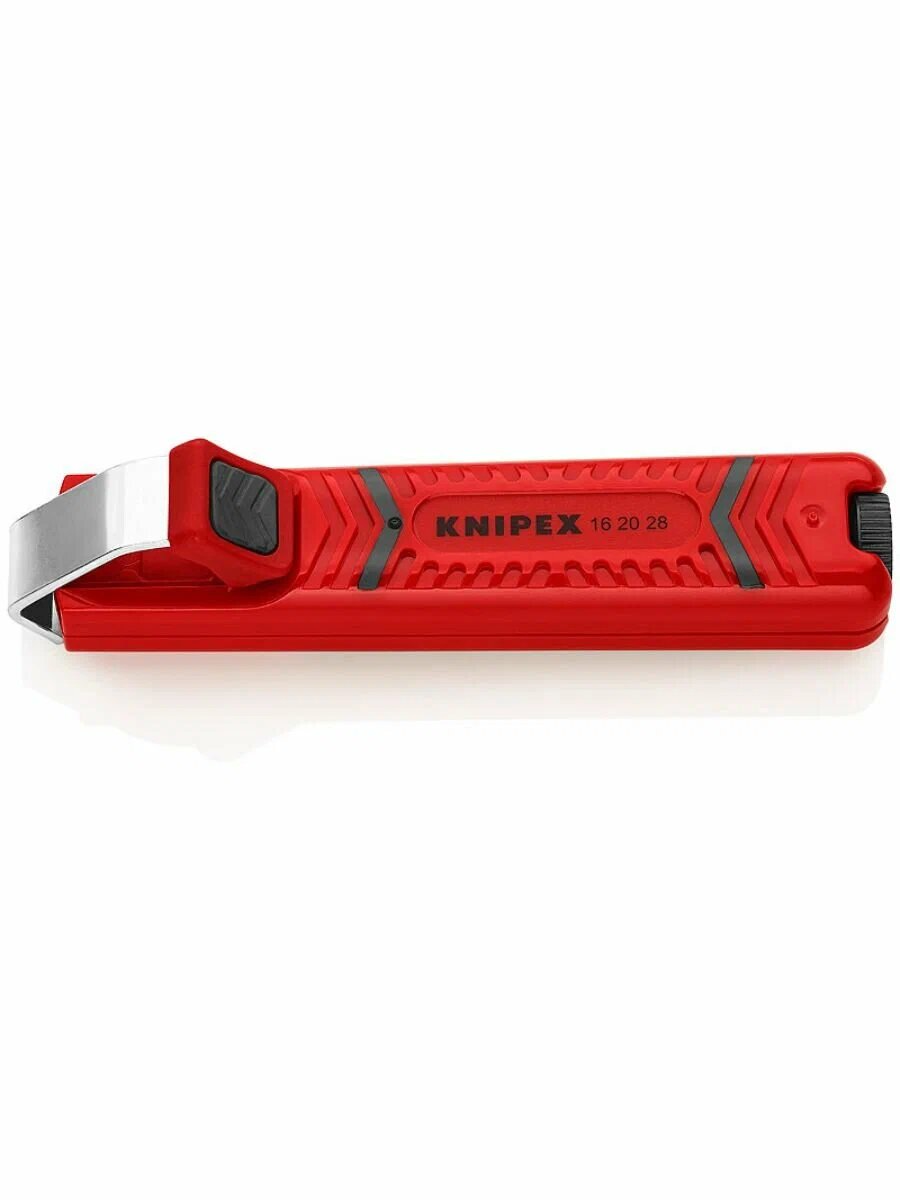 Стриппер Knipex KN-162016SB, вращающееся лезвие, настройка реза, длинна 130 мм, ударопрочный пластик, красный