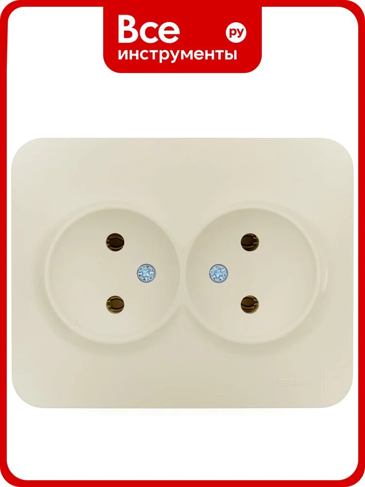 Розетка двойная Lezard ASTI б/з ПБТ крем 7081-0300-128B