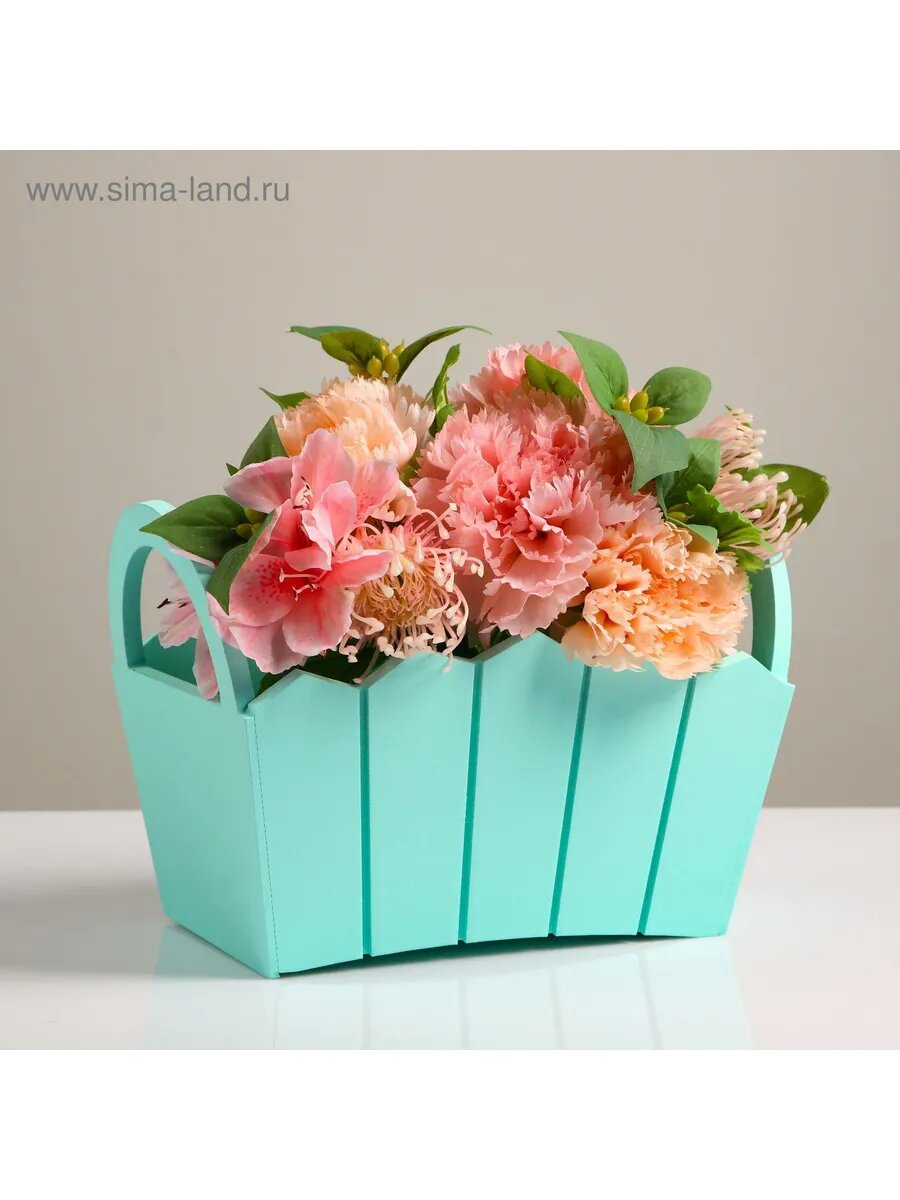 Кашпо деревянное 25,5х16,5х17,5 см Мария, мята